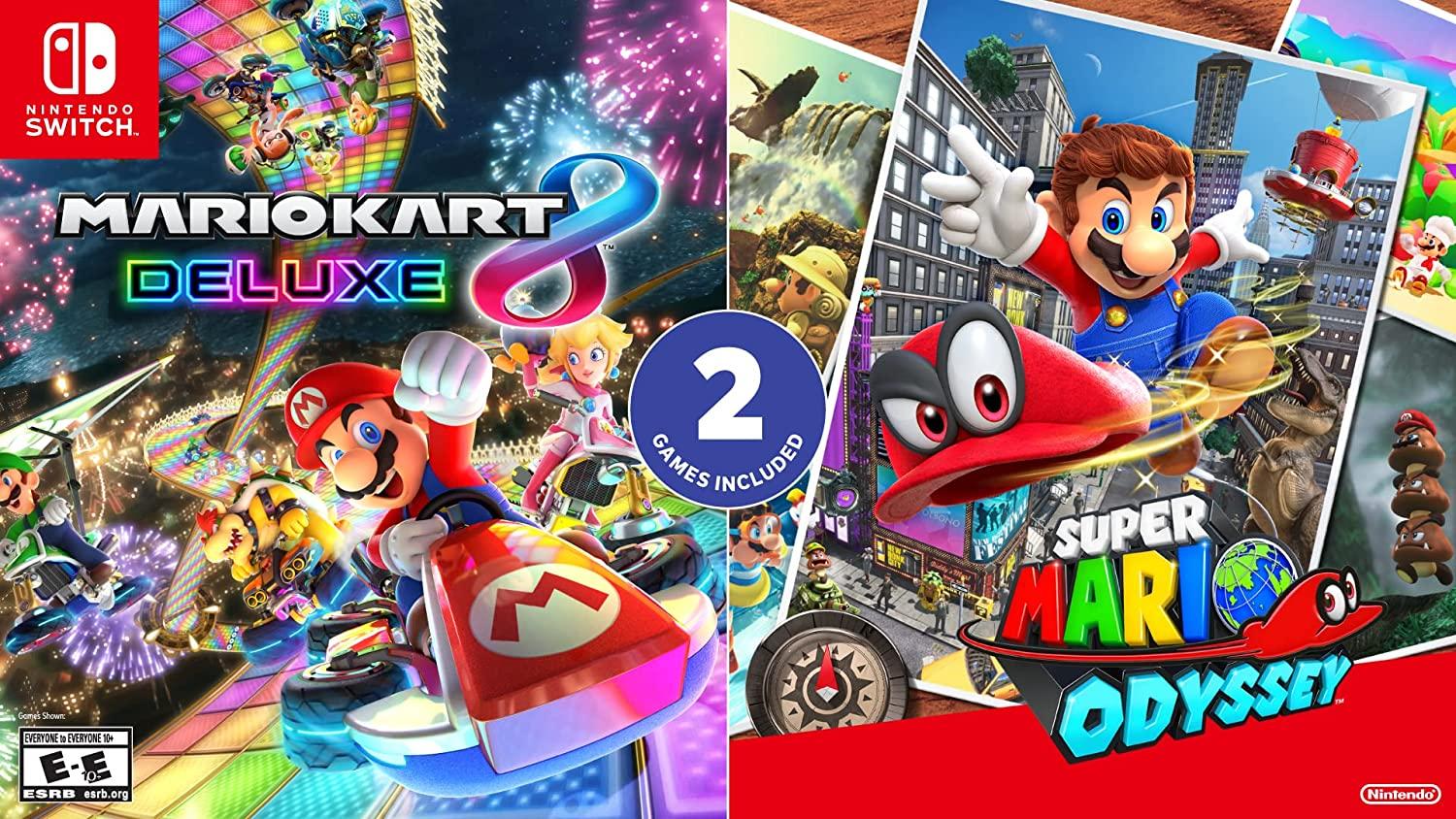 Mario Kart 8 Deluxe + Super Mario Odyssey Nintendo Switch for $74.99