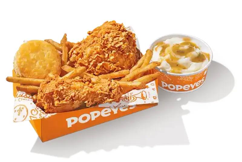 Popeyes 2 Piece Signature Chicken 2 Sides and 1 Biscuit for $5