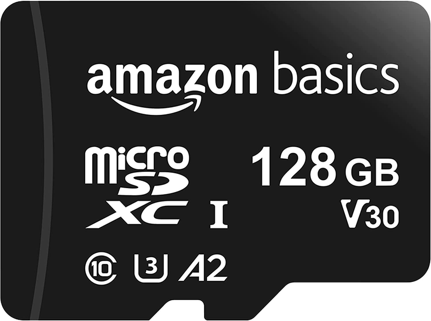 128GB Amazon Basics V30 microSDXC Memory Cards for $7.20