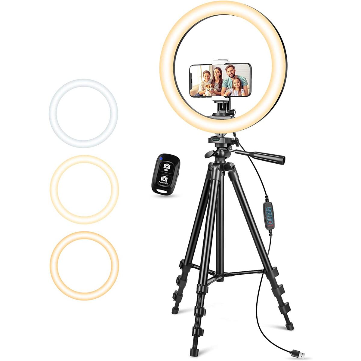 Aureday 12in Ring Light with Stand and Phone Holder for $9.99