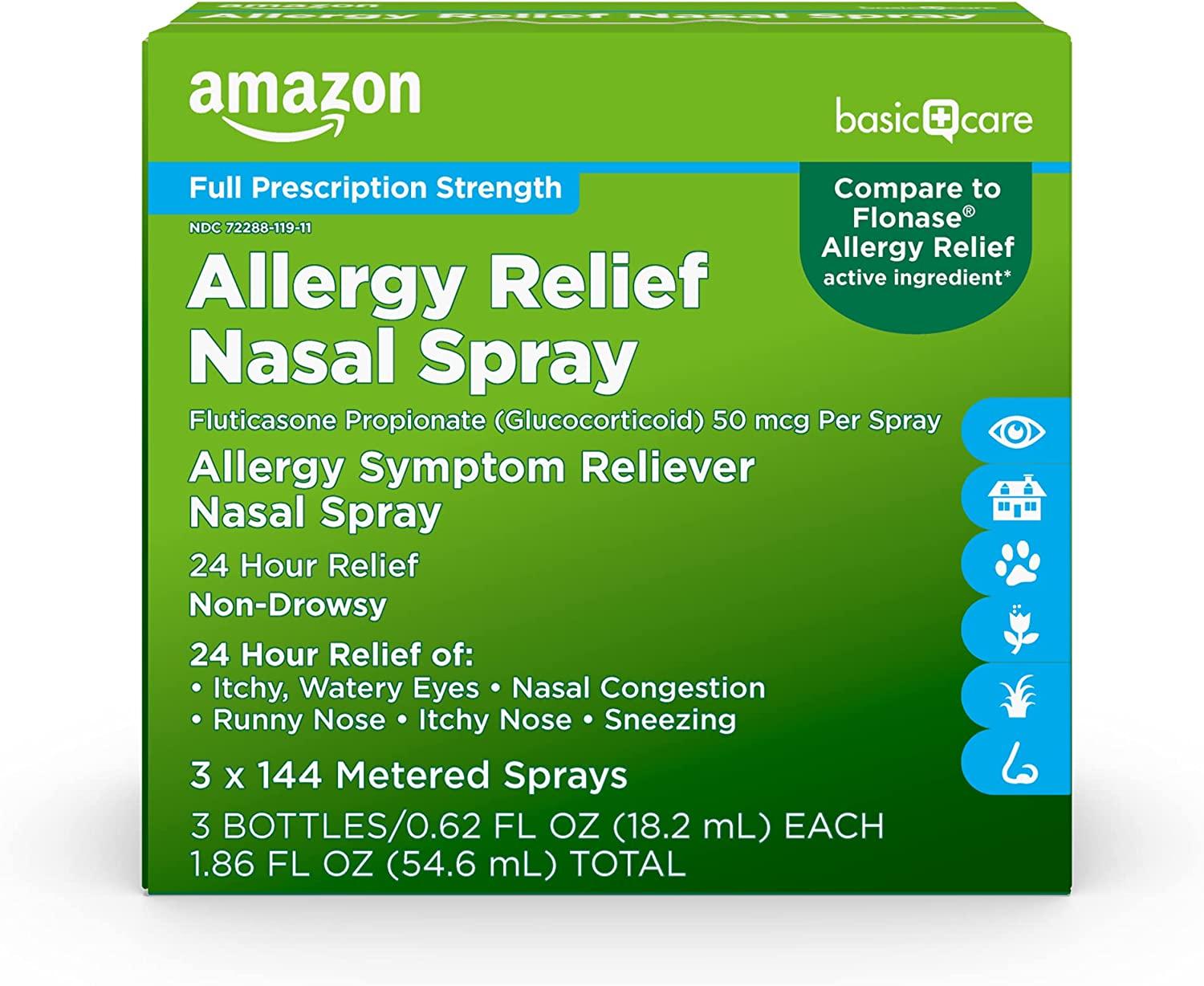 Amazon Basic Care 24-Hour Allergy Relief Nasal Spray 3 Pack for $13.67 Shipped