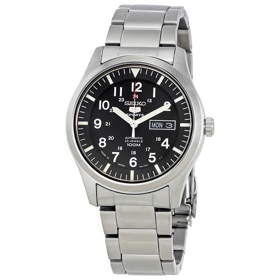 Seiko 5 Black Dial Stainless Steel Mens Watch for $151.75 Shipped