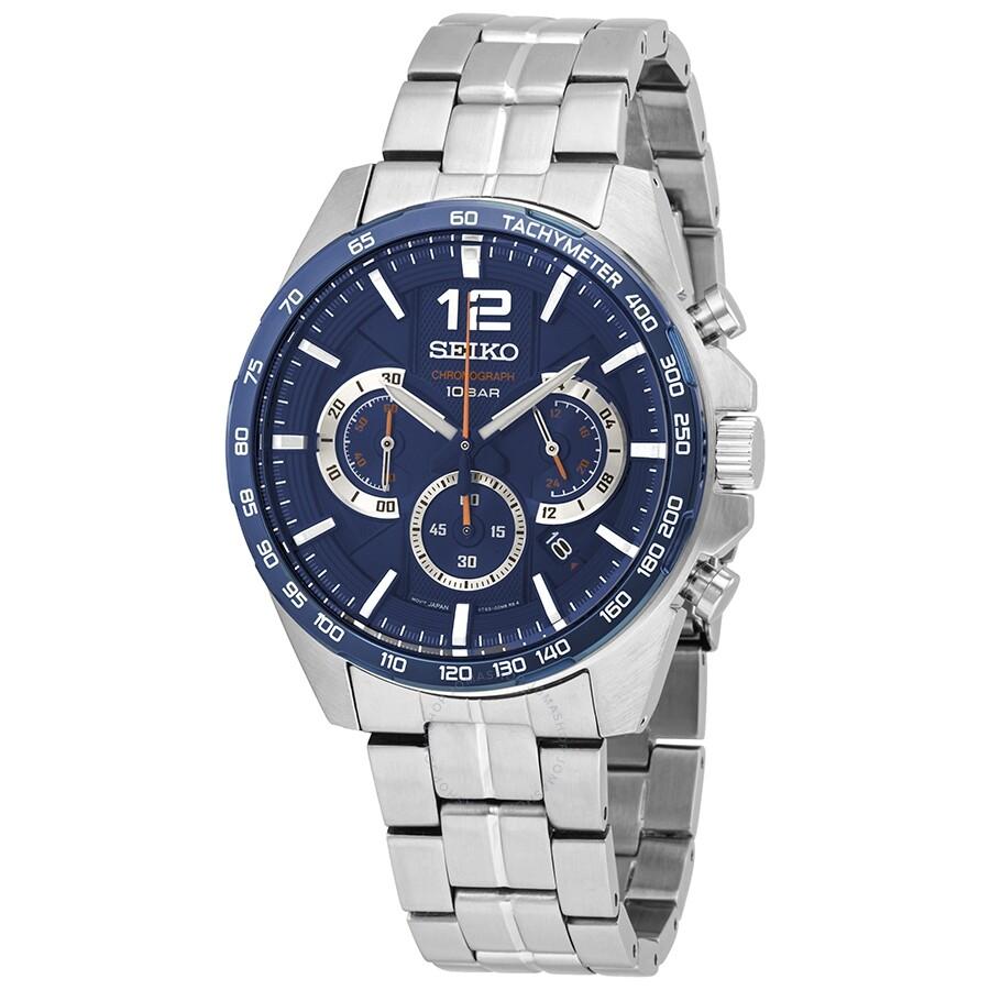 Seiko Chronograph Quartz Blue Dial Mens Watch for $139.99 Shipped