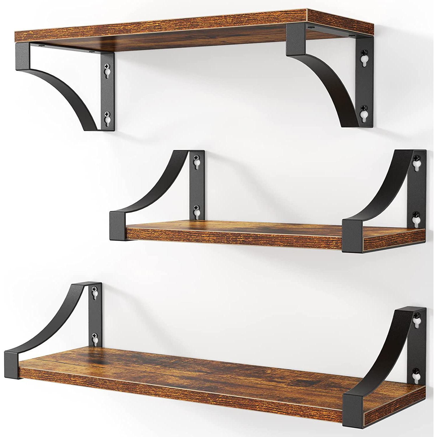 Amada Wood Floating Shelves with Metal Brackets for $10.99