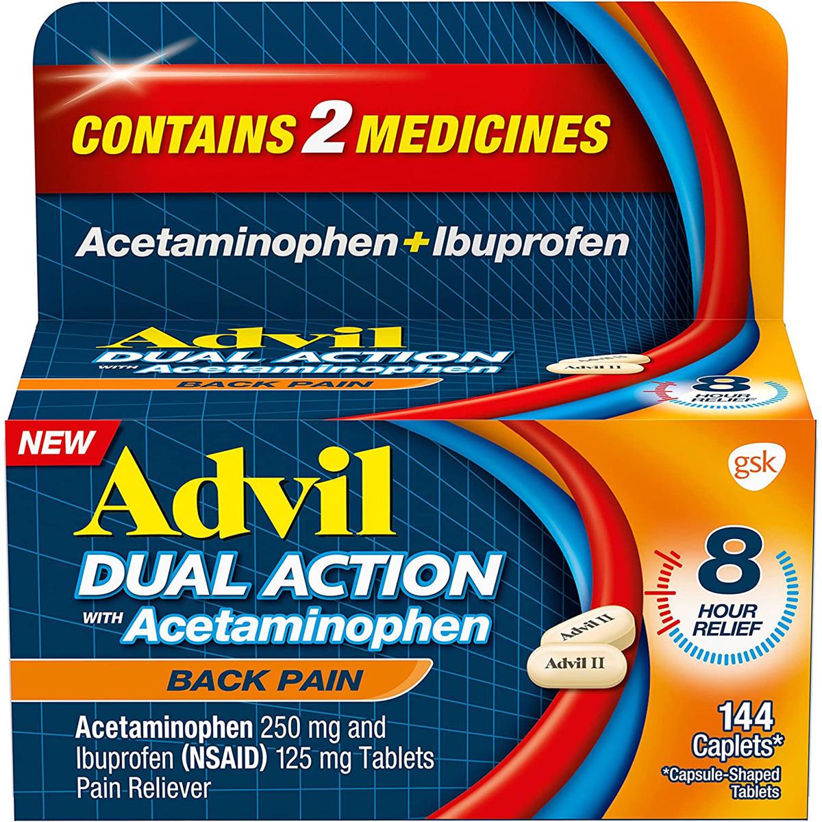 Advil Dual-Action Back Pain Caplets 144 Count for $9.58 Shipped