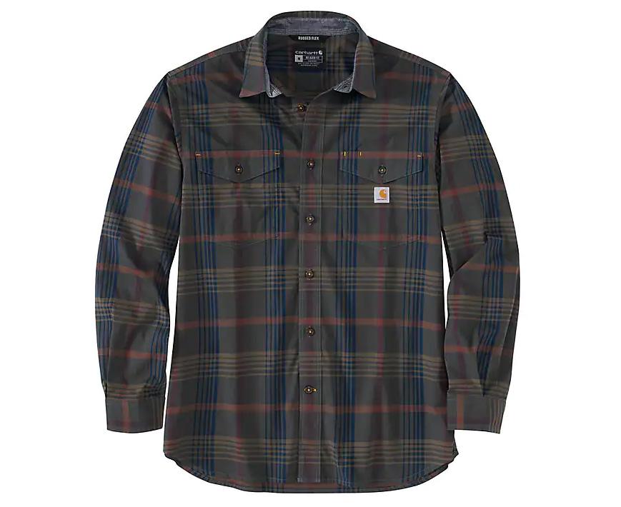 Carhartt Rugged Fit Relaxed Fit Lightweight Long Sleeve Plaid Shirt for $25 Shipped