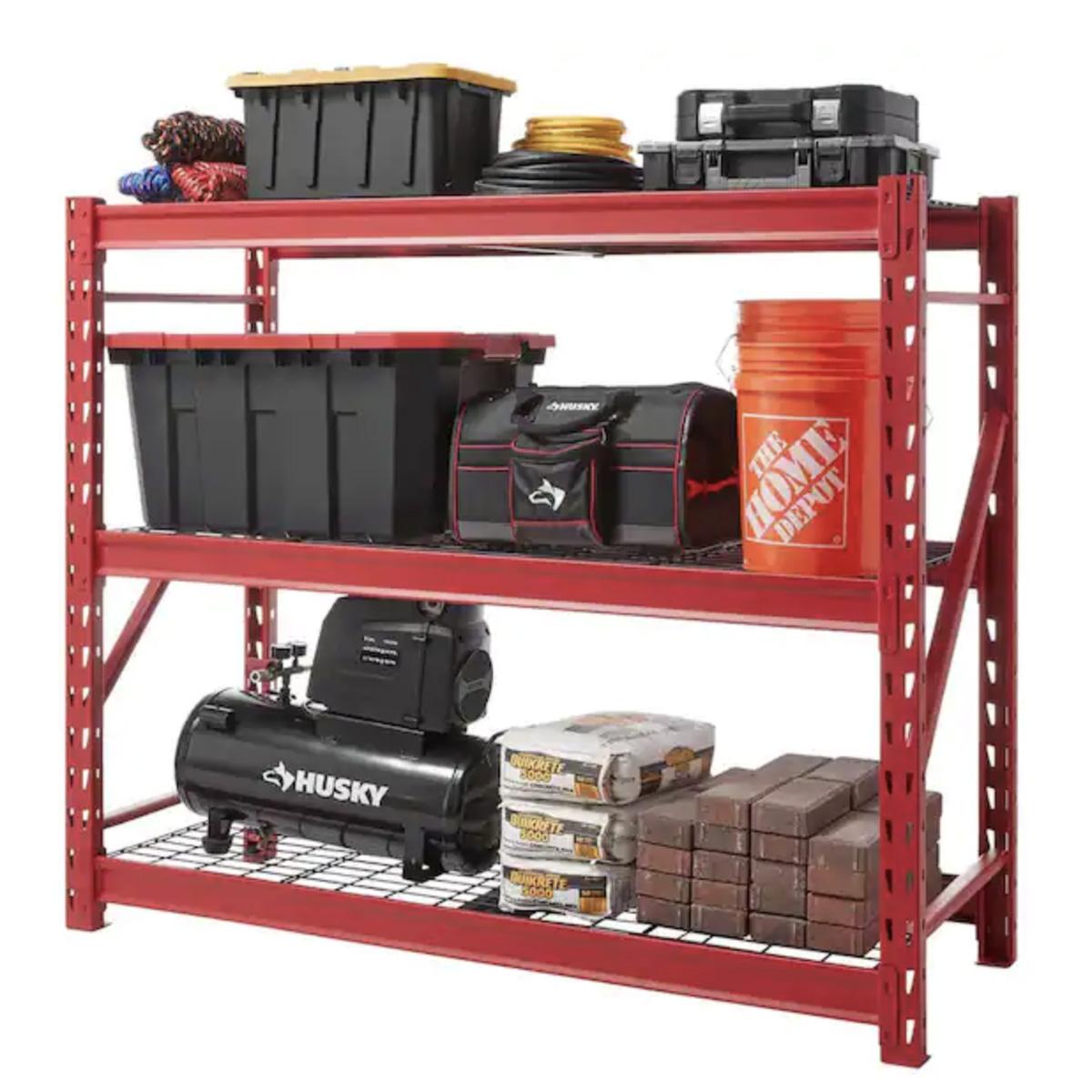 Husky Heavy Duty Industrial Welded Steel Garage Storage Shelving Unit