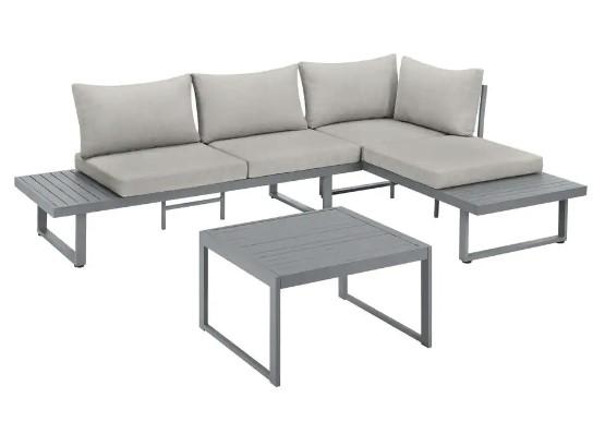 Hampton Bay Aluminum Outdoor Modular Sectional with Stone Cushions for $387 Shipped