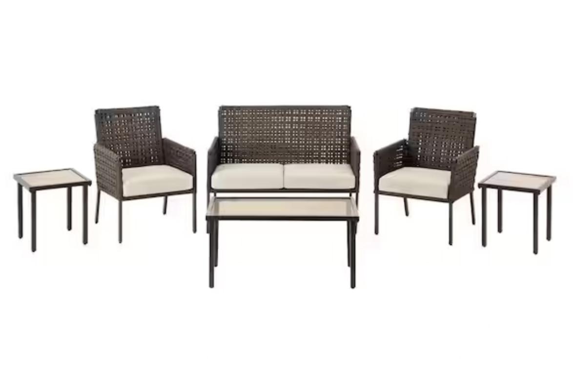 Hampton Bay Park Lane Wicker Outdoor Patio Conversation Set for $300 Shipped