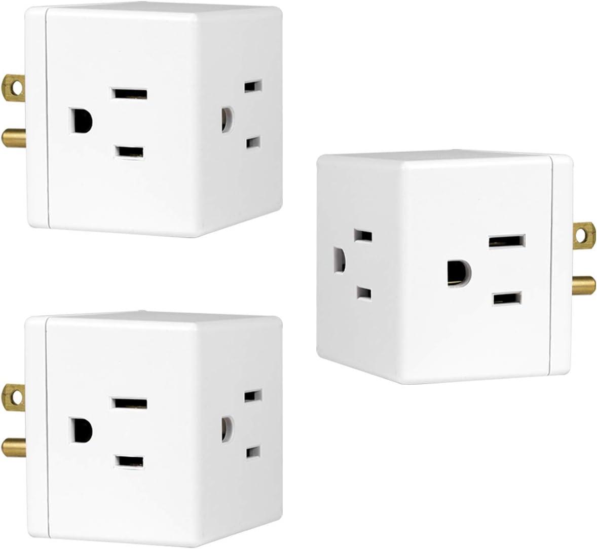 GE 3-Outlet Extender Grounded 3-Prong Wall Tap Cube 3 Pack for $7.45