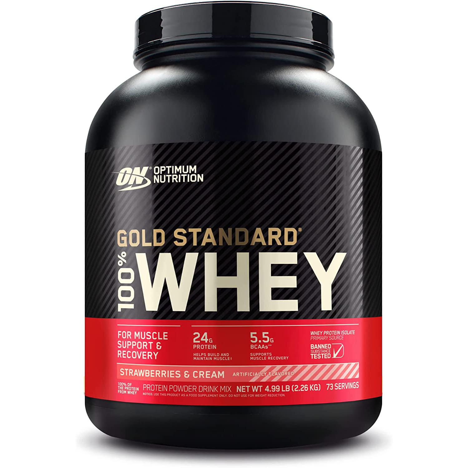 Optimum Nutrition Gold Standard Strawberry and Cream Whey Protein Powder for $59.49