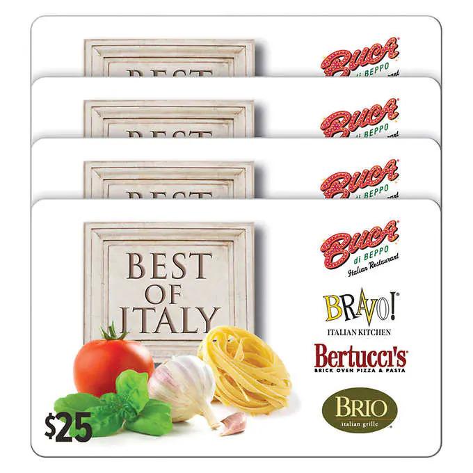 Buca Di Beppo or Brio or Bravo or Bertuccis Gift Cards 30 Off