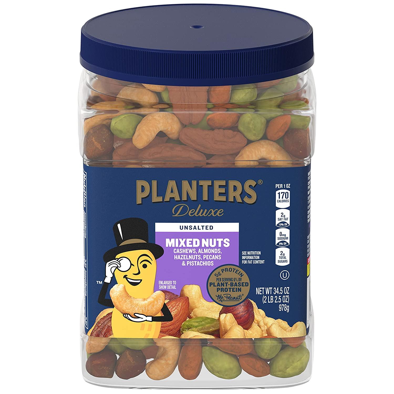 Planters Unsalted Premium Nuts 34.5oz for $13.12 Shipped