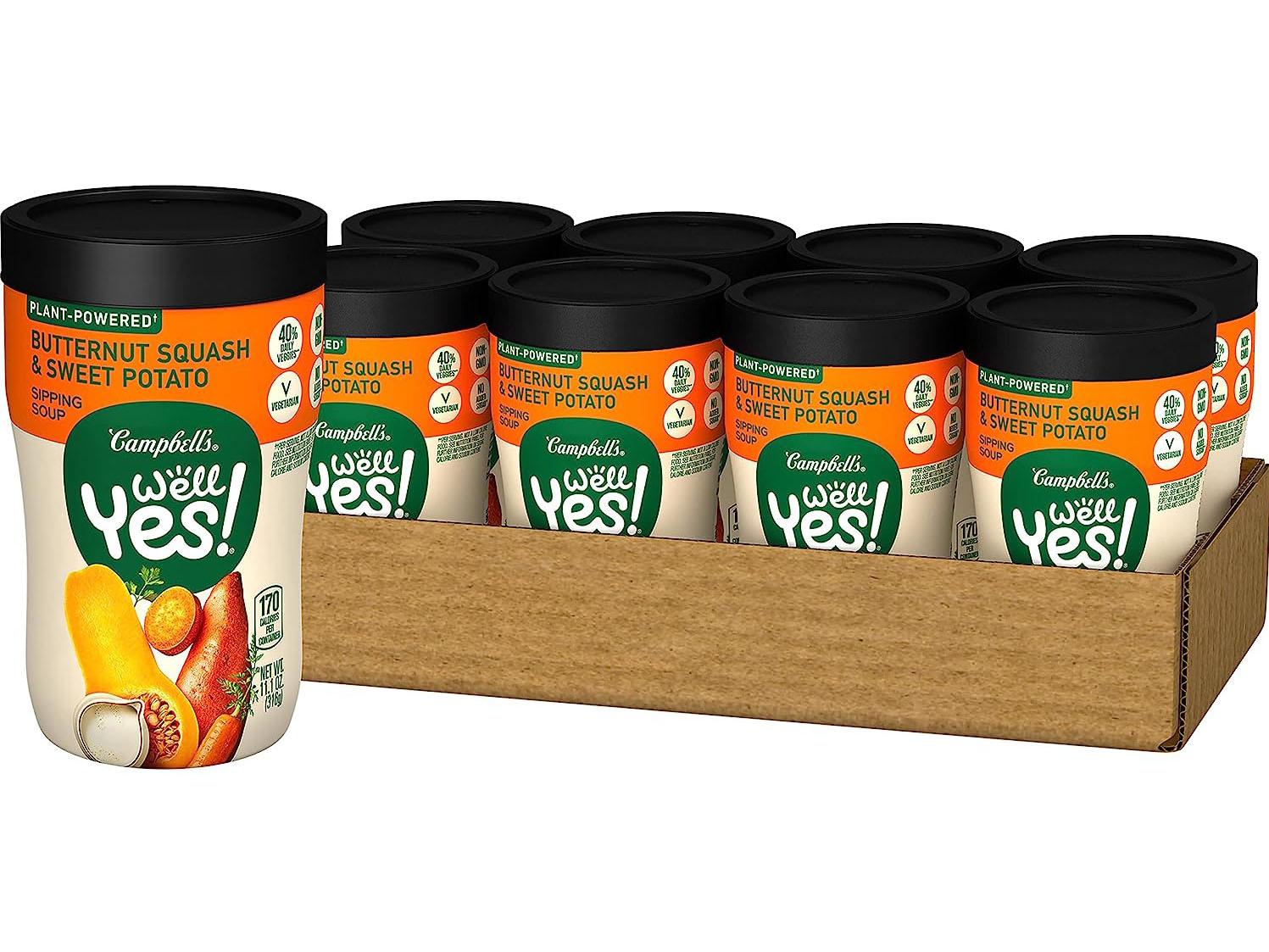 Campbells Well Yes Sipping Soup Butternut Squash 8 Pack Deals 