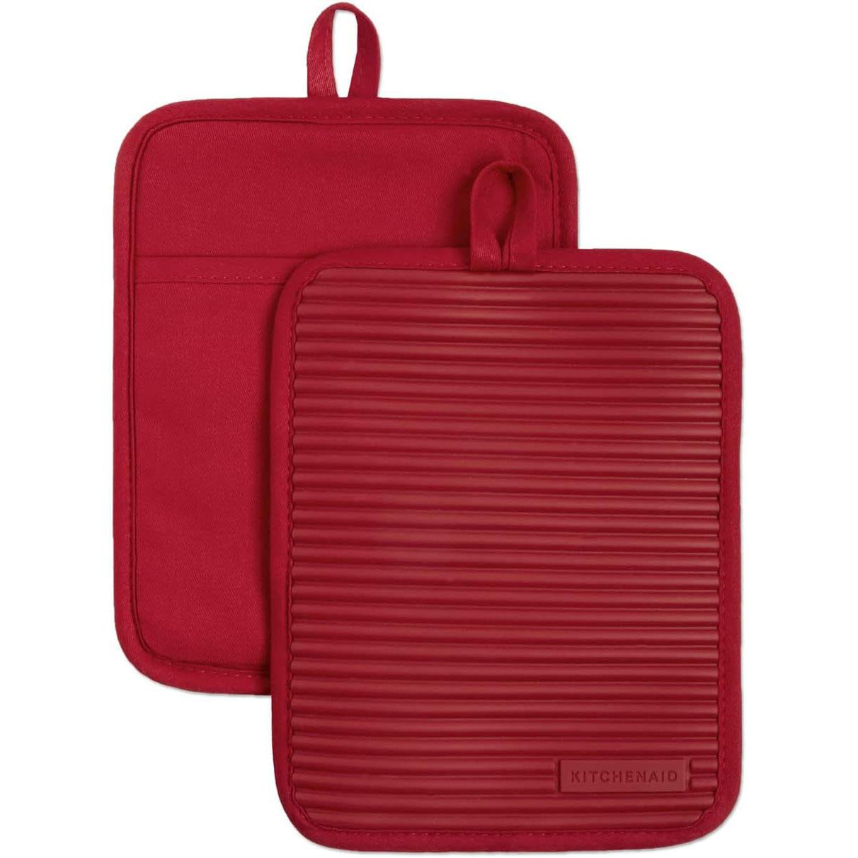 KitchenAid Ribbed Soft Silicone Water Resistant Pot Holder Set for $5.60