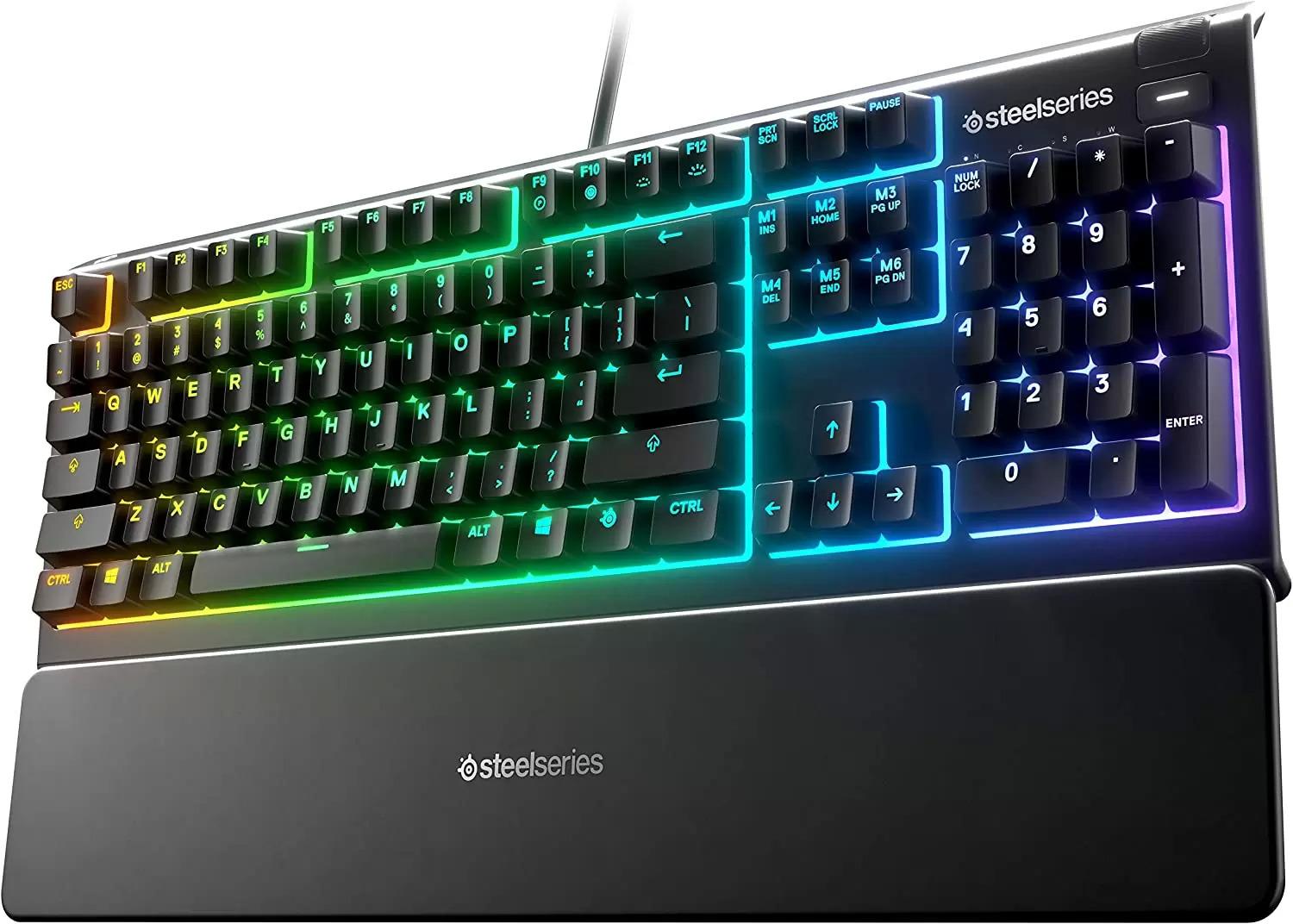 SteelSeries Apex 3 Whisper Quiet RGB Backlit Wired Gaming Keyboard for $24.98