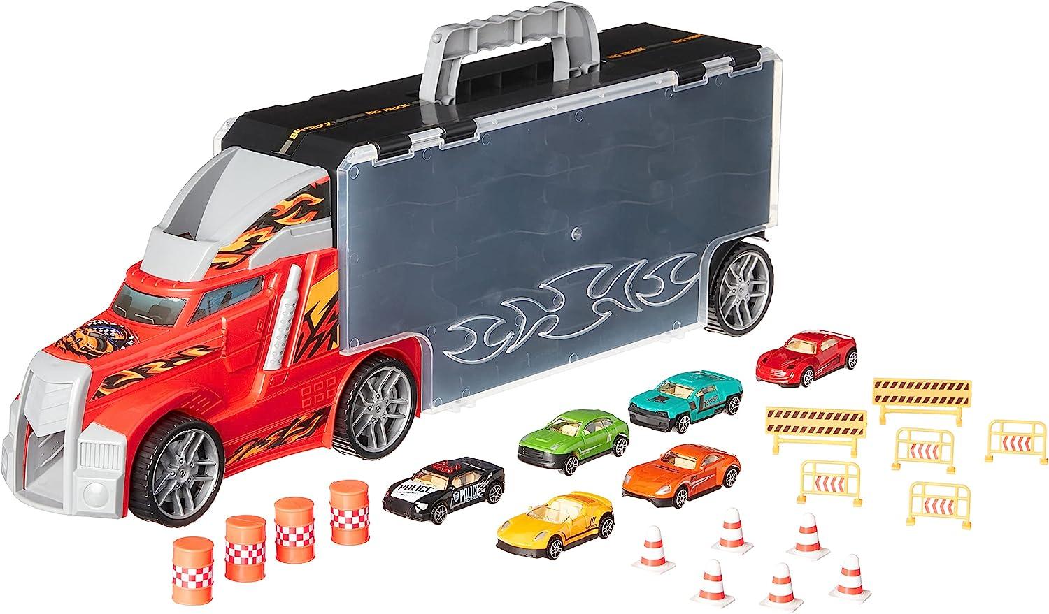 Amazon Basics Toy Car Carrier Truck with Storage for $7.02