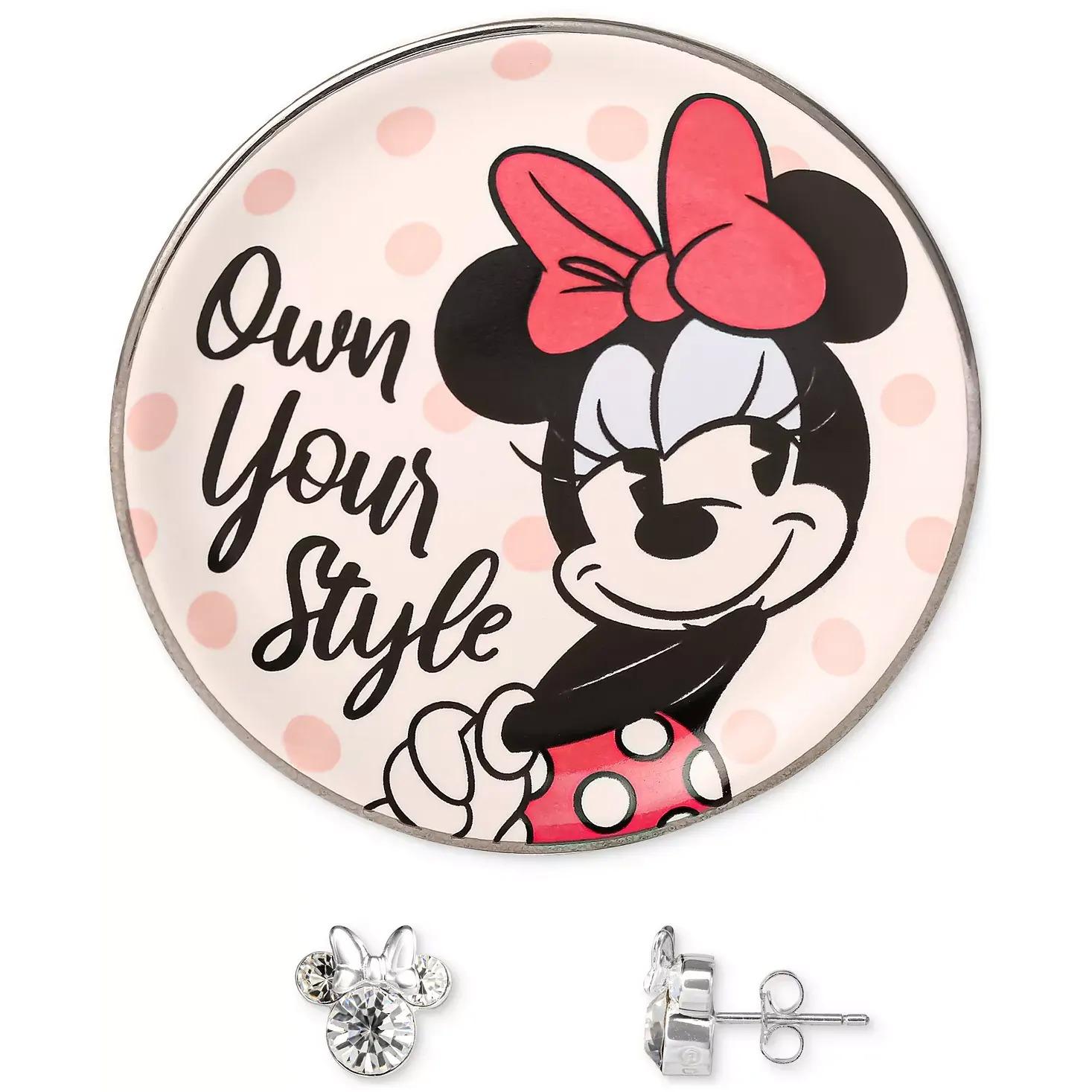 Disney Minnie Mouse Crystal Stud Earrings with Trinket Dish for $14.93