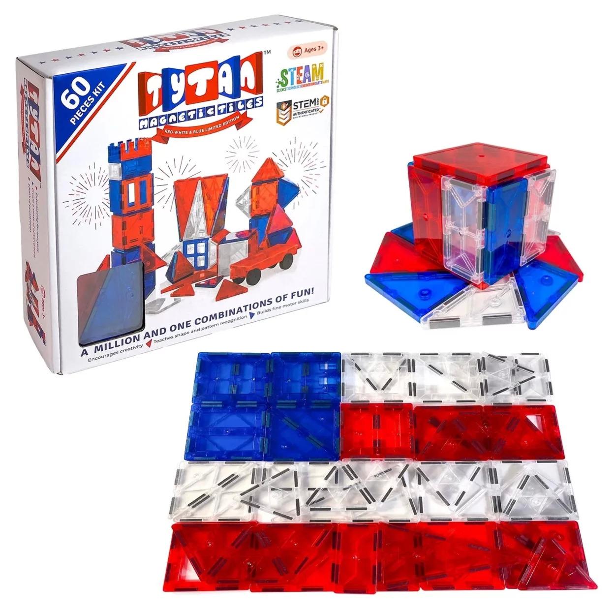 Tytan Tiles Magnetic Toy Tiles Building Set for $15