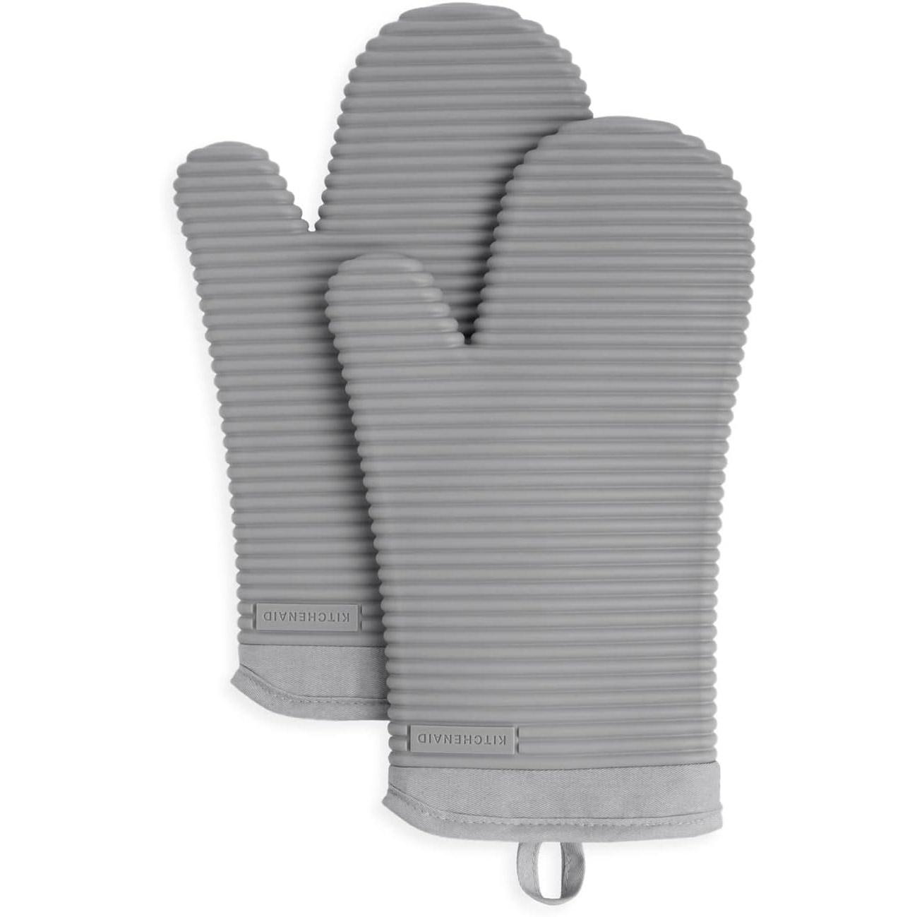 KitchenAid Ribbed Soft Silicone Oven Mitt Set 2-Piece for $9