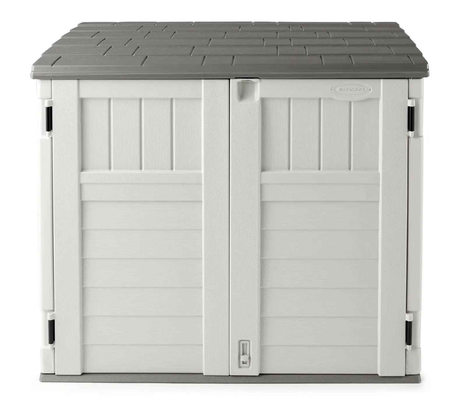 Outdoor Plastic Horizontal Storage Shed for $216 Shipped