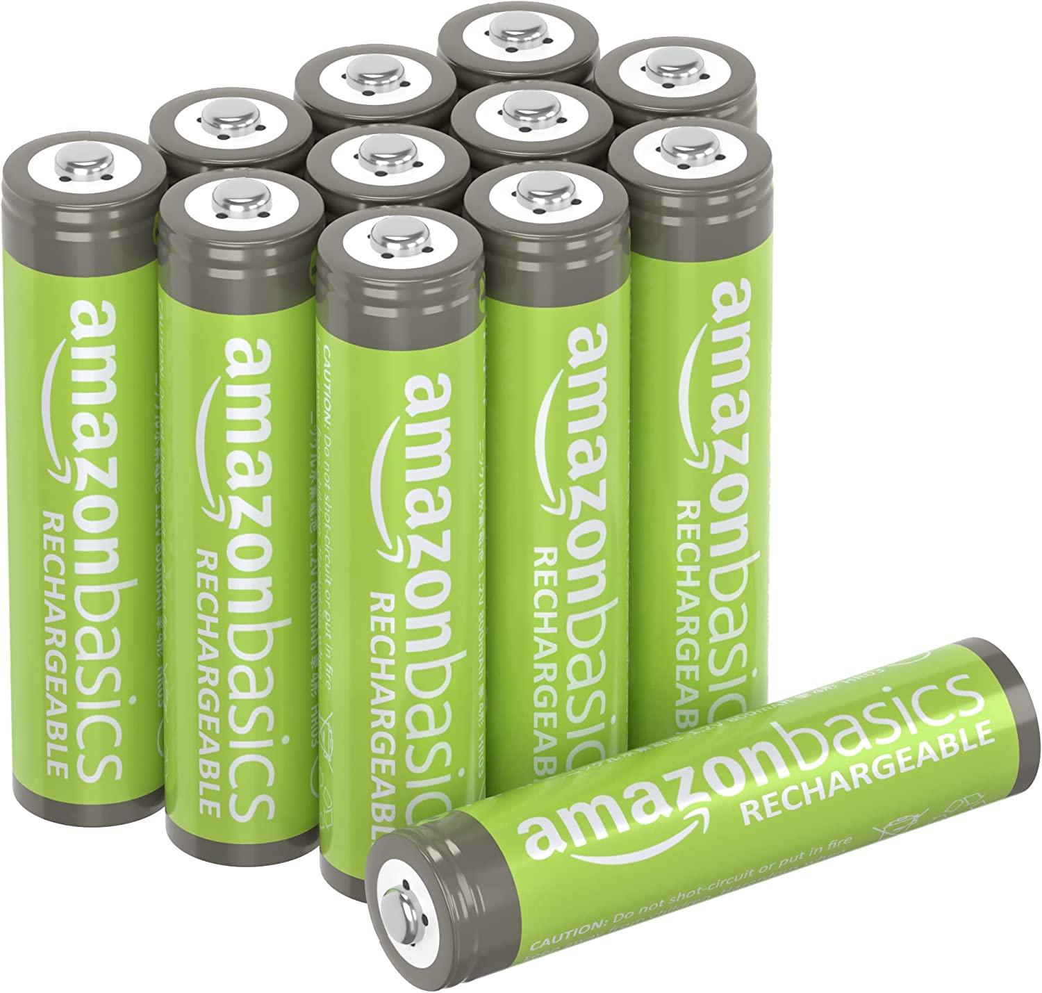 Amazon Basics AAA Pre-Charged Rechargeable Batteries 12 Pack for $8.76