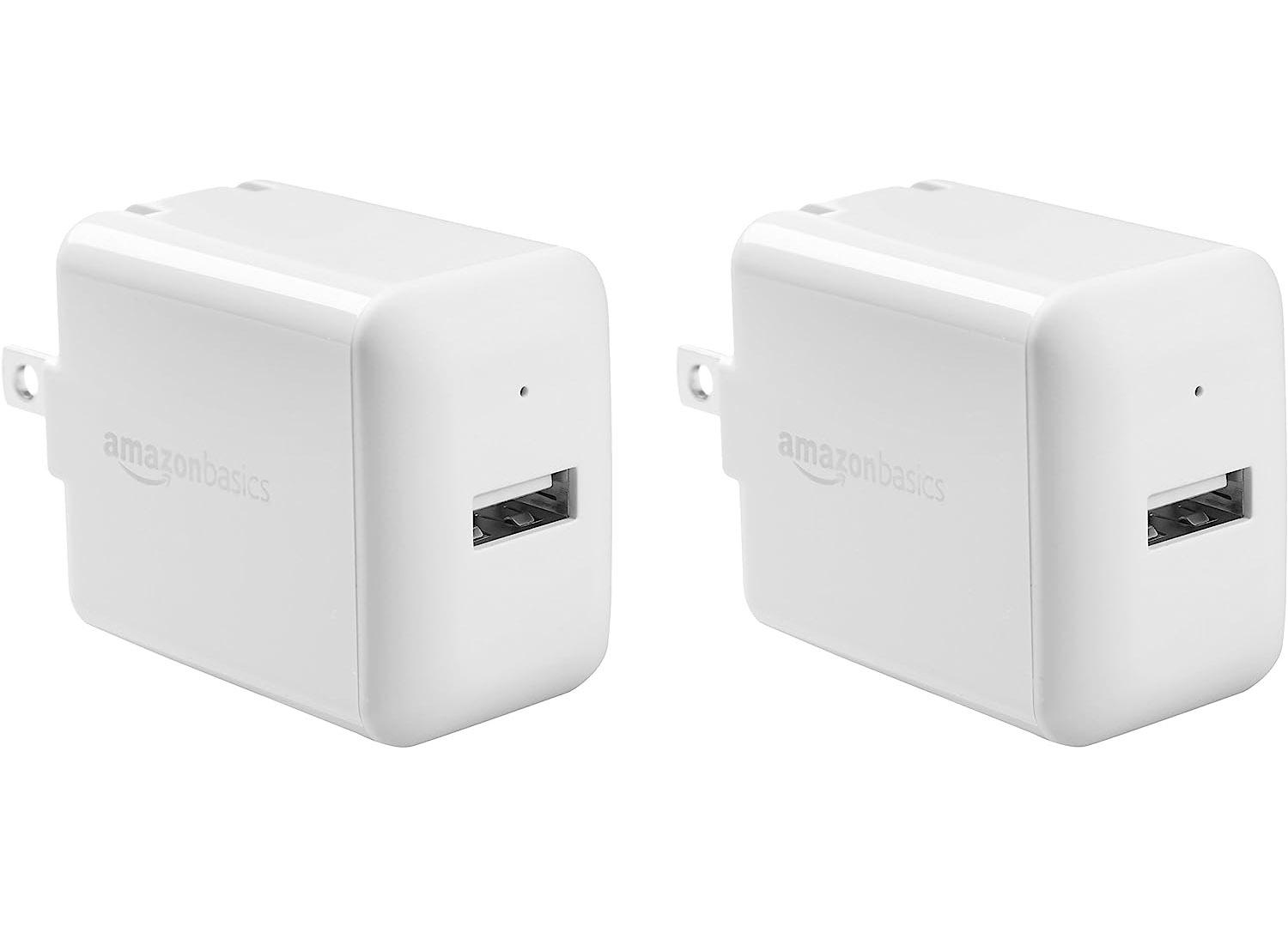 Amazon Basics USB-A Wall Charger 2 Pack for $4.77