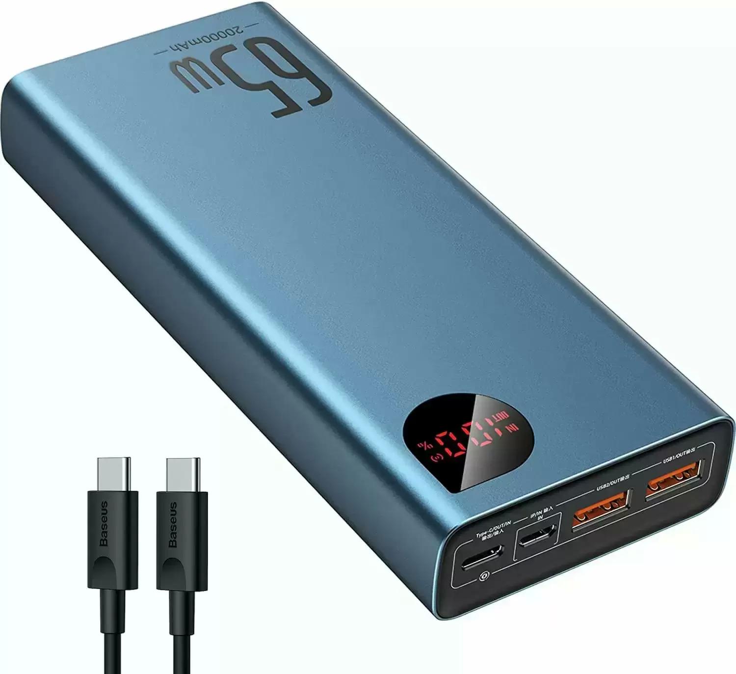 BaseUS Power Bank 20000mAh 65W 4-Port Battery Pack Portable Charger $38.99 Shipped