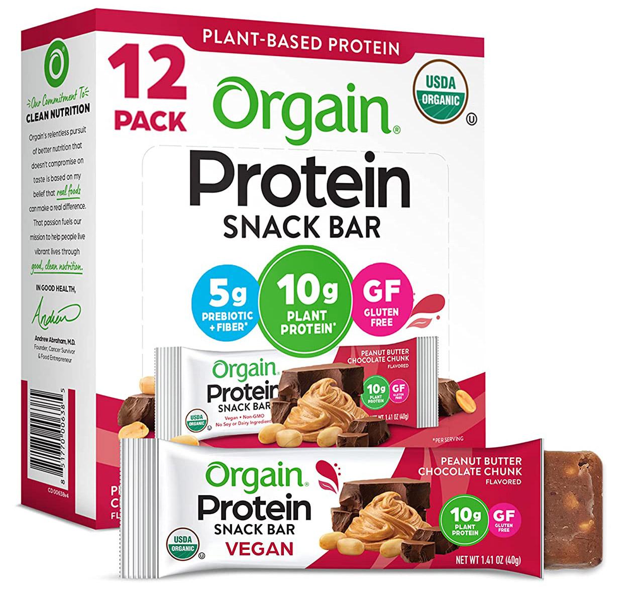 Orgain Organic Plant Based Protein Snack Bars 12 Pack for $10.91 Shipped