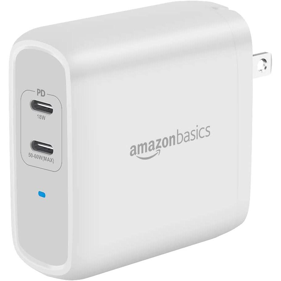 Amazon Basics 68W Two-Port GaN USB-C Wall Charger for $12.60