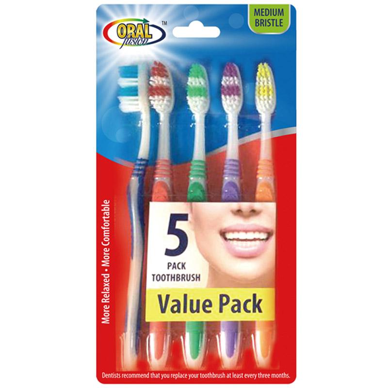 Oral Fusion Medium Bristle Toothbrushes 20 Pack for $4.99