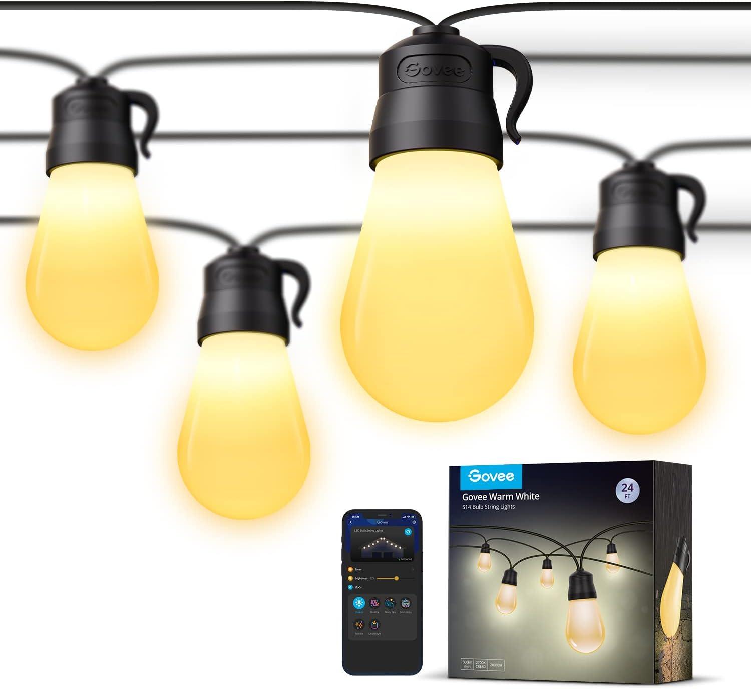 Govee 24ft Outdoor Dimmable LED String Lights for $12.99