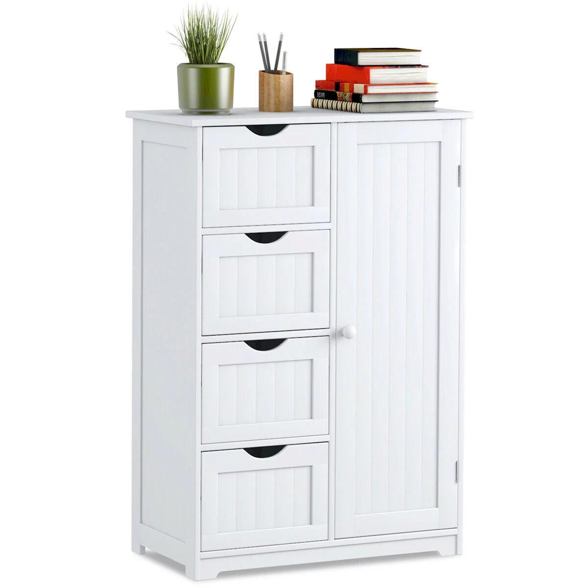 Costway Wooden 4 Drawer Bathroom Cabinet Storage Cupboard for $67.99 Shipped