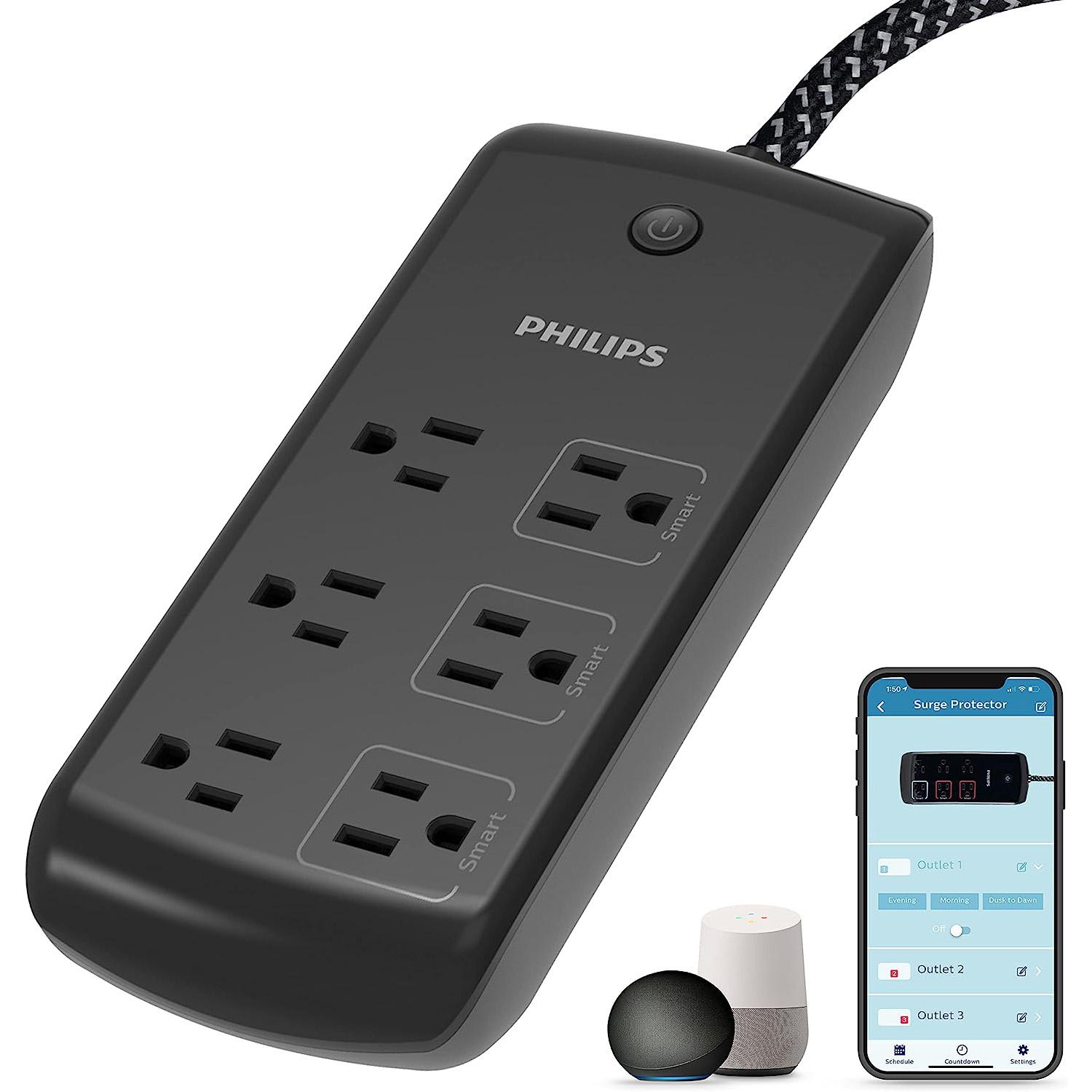 Philips Smart Plug 6-Outlet 1080J Surge Protector with 8ft Cord for $15