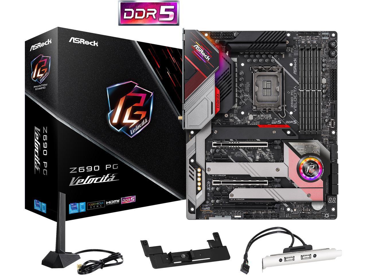 ASRock Z690 PG Velocita LGA 1700 Intel Z690 DDR5 ATX Motherboard for $199.99 Shipped