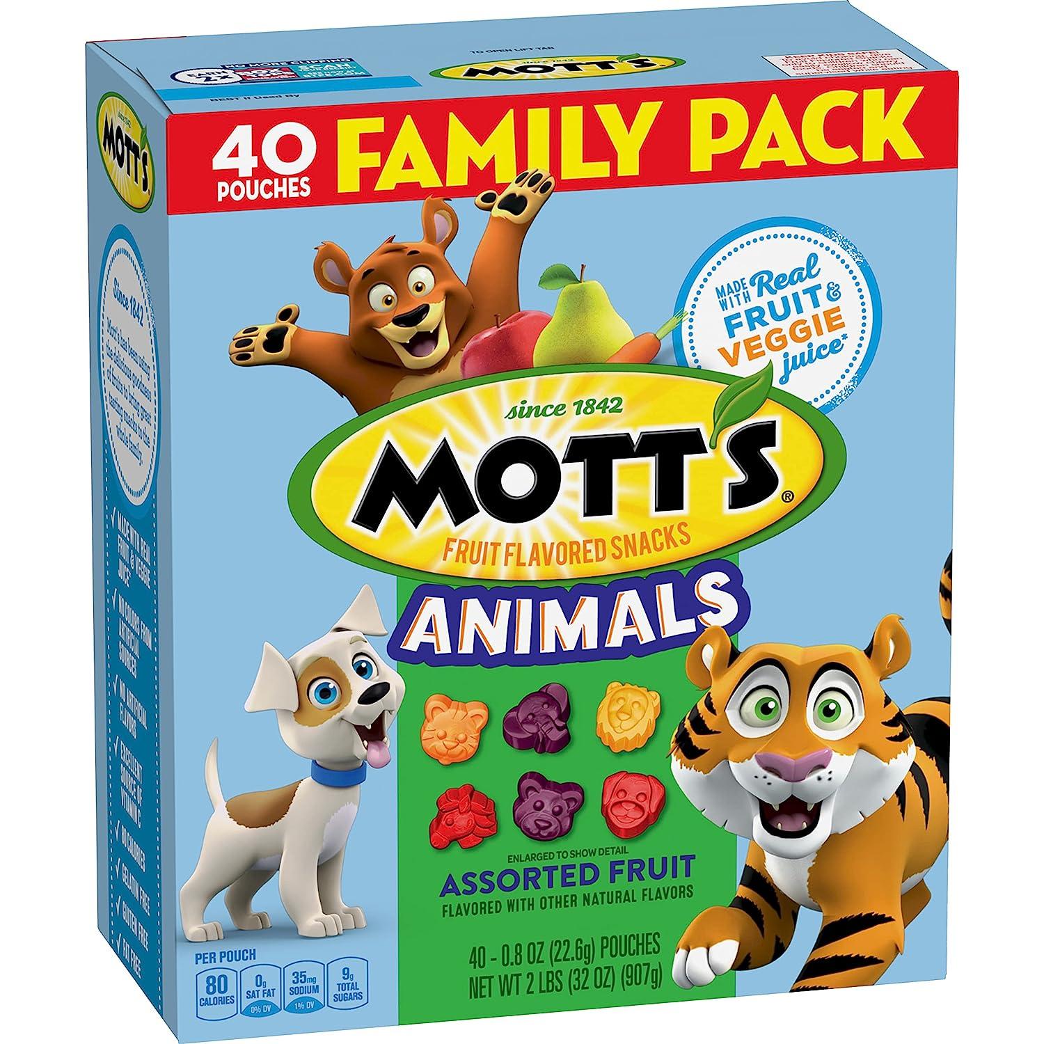 Motts Fruit Flavored Snacks Animal Assorted Fruit 40 Pack for $5.38 Shipped