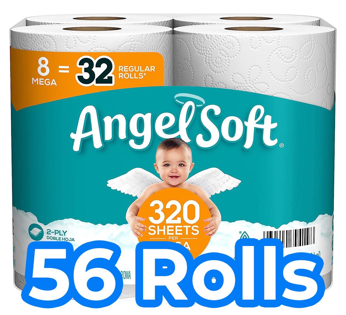 56 Angel Soft and Charmin Mega Toilet Paper Rolls for $37.66 Shipped