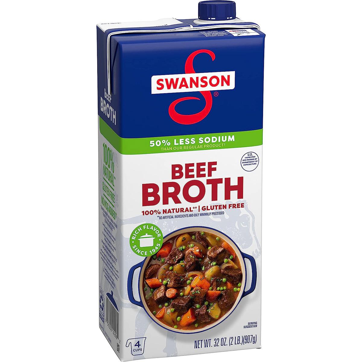 Swanson Less Sodium Beef Broth 32oz for $1.89 Shipped