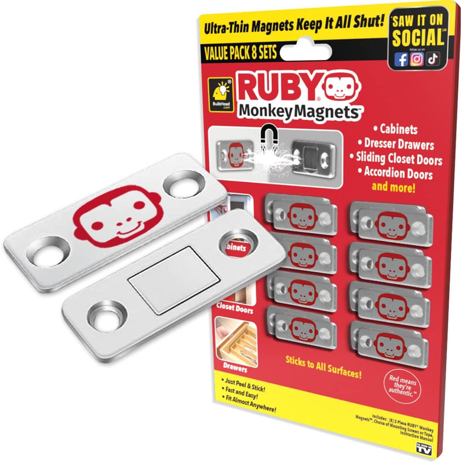 Ruby Monkey Magnets Ultra-Thin Magnetic Plates for Cabinets Drawers for $9.98