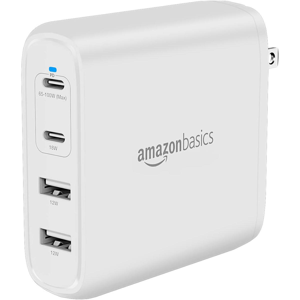 Amazon Basics 100W Four-Port USB-A and USB-C GaN Wall Charger for $35.70 Shipped