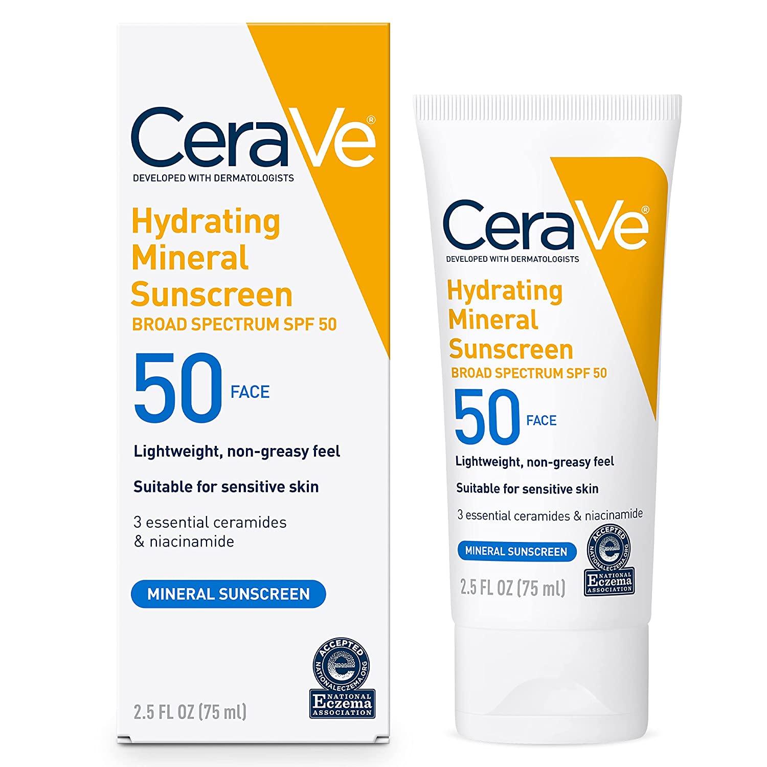 CeraVe Mineral SPF 50 Face Sunscreen for $7.59 Shipped