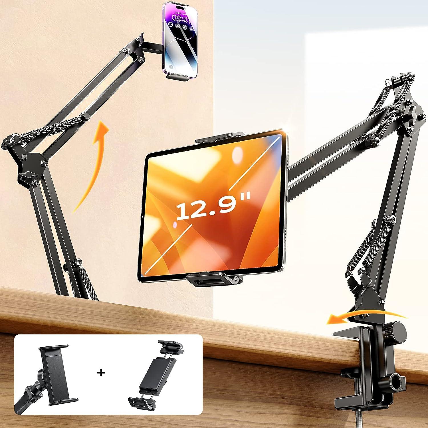 Carbon Adjustable Arm Tablet and Phone Desk Mount with Clamps for $15.92