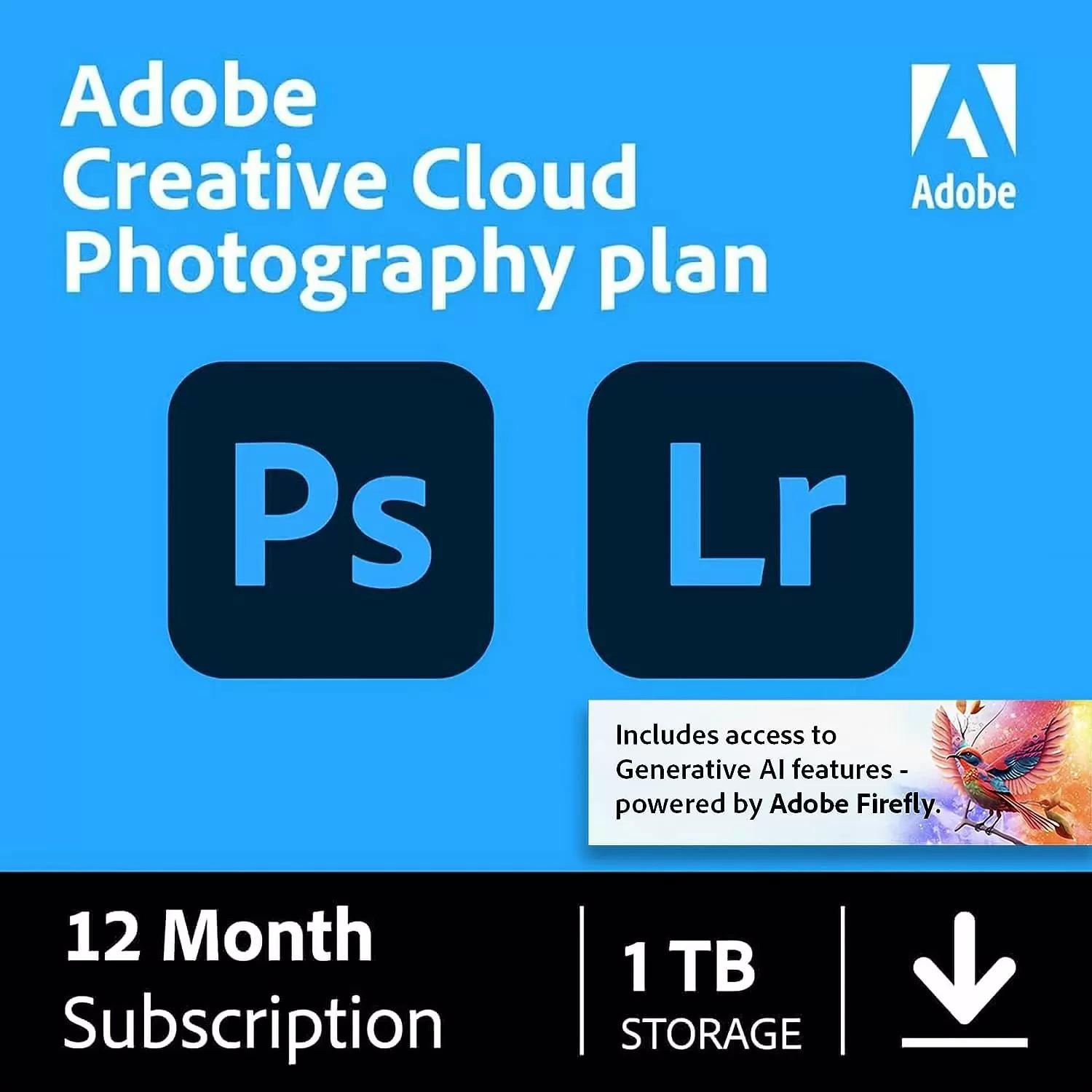 Adobe Creative Cloud Photoshop Lightroom Subscription with 1TB Cloud Storage $89.99