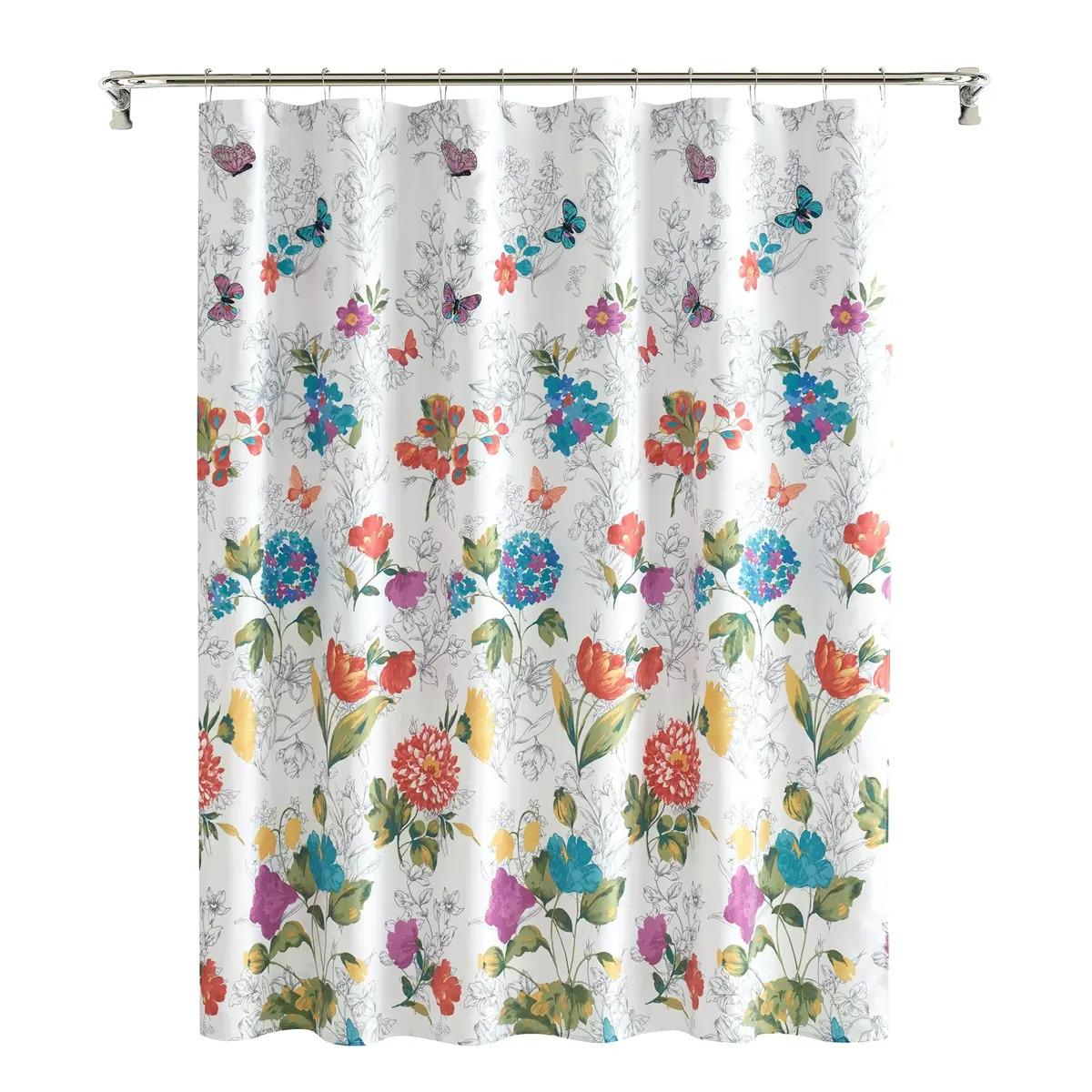 Pioneer Vintage Floral Cotton Shower Curtain for $5