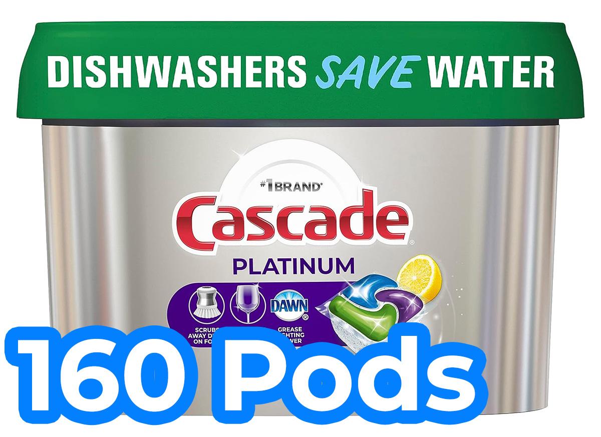 160 Cascade Platinum Dishwasher Detergent Pods for $40.69 Shipped