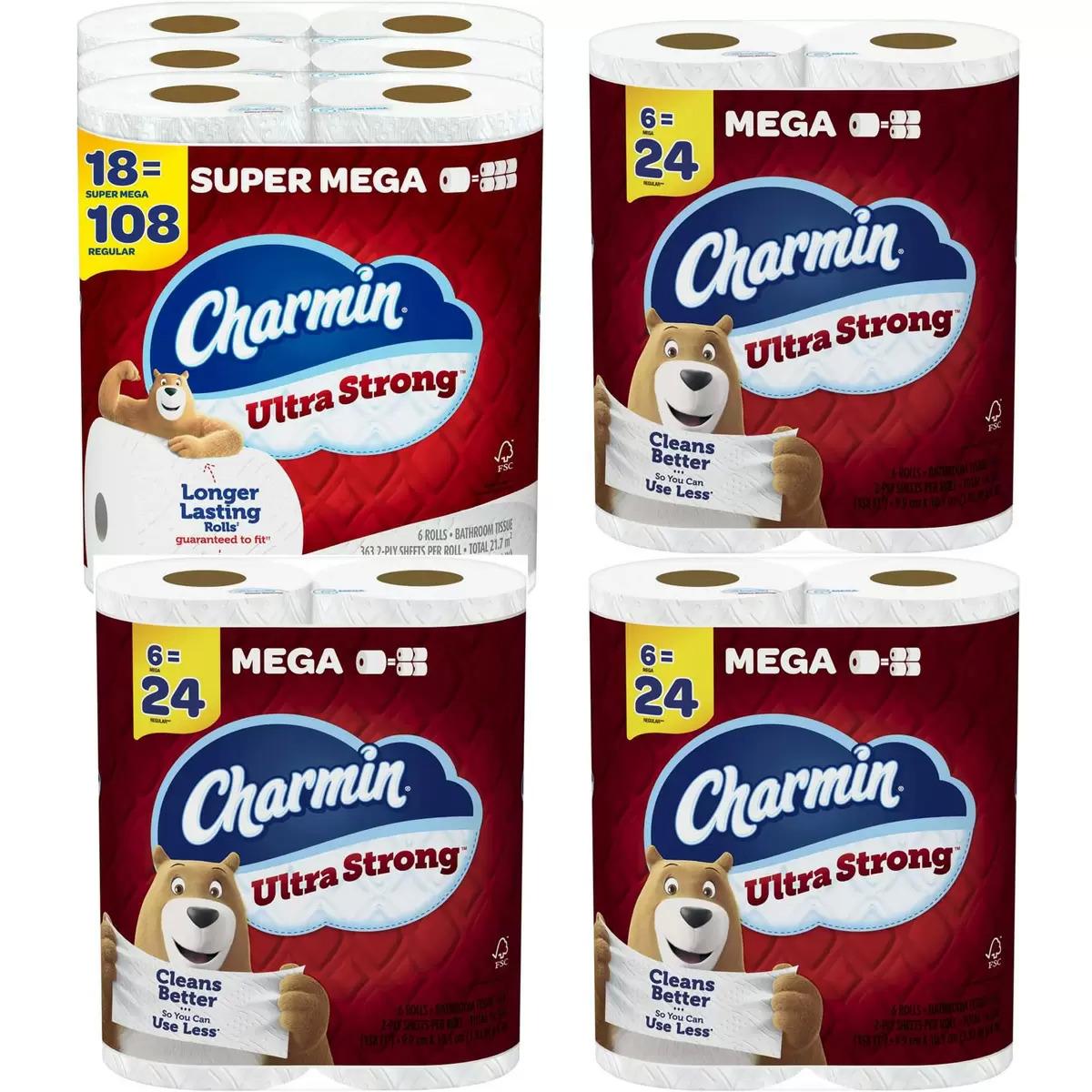 36 Charmin Ultra Strong or Soft Toilet Paper Rolls for $37.48 Shipped