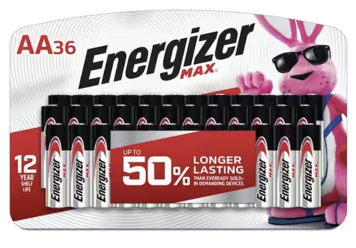 Energizer Max AA Alkaline Batteries 36 Pack for $14.97 Shipped