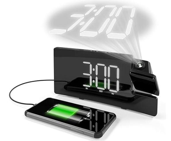 AmazonBasics Projection Alarm Clock with FM Radio for $9.99