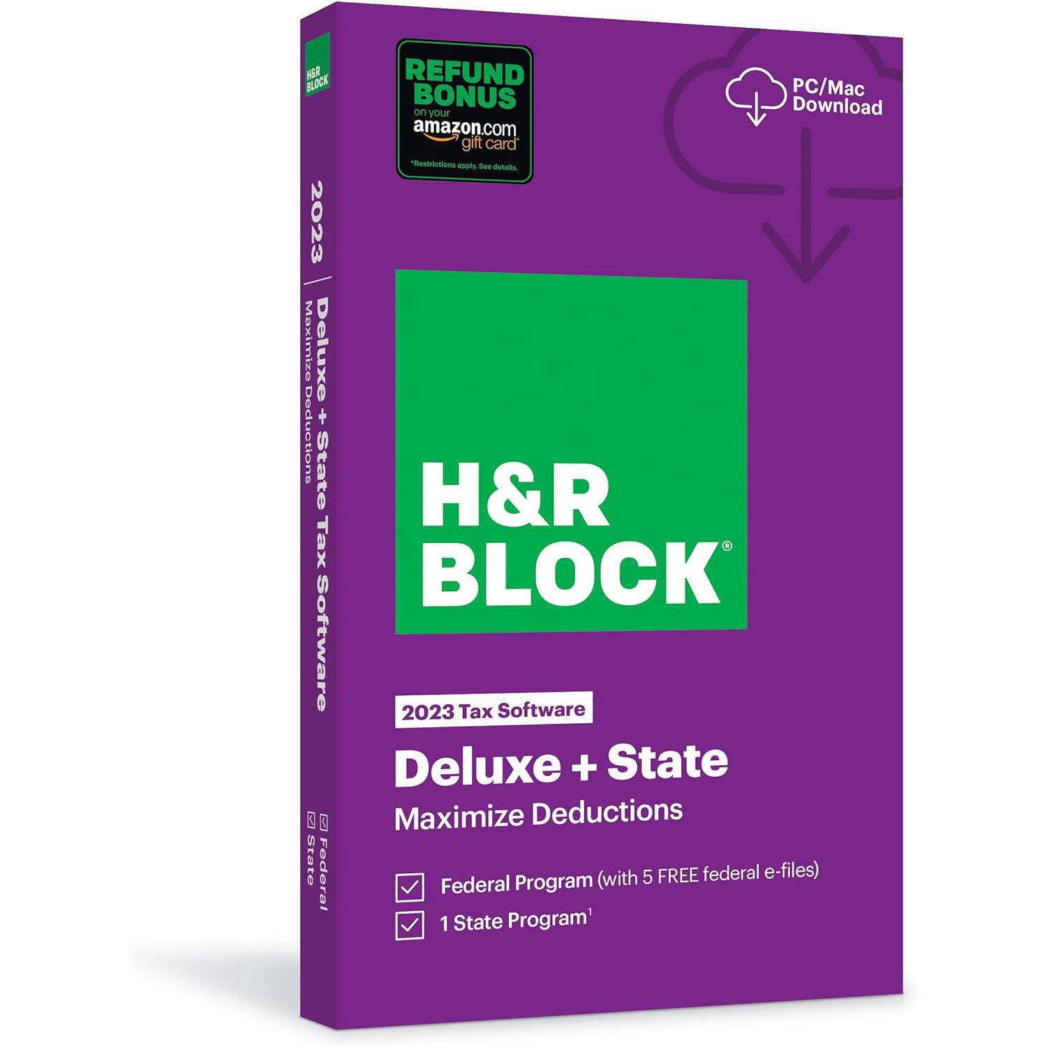HR Block Tax Software Deluxe with State 2023 for $24.99 Shipped