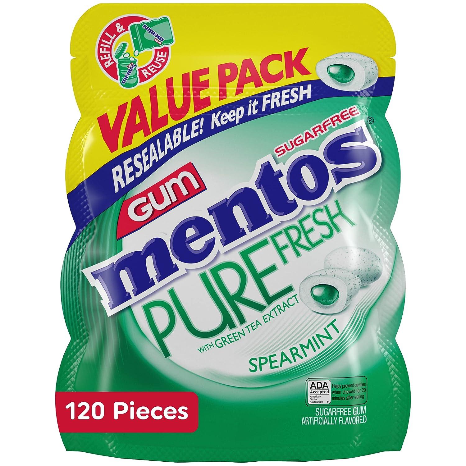 Mentos Pure Fresh Spearmint Xylitol Gum 120 Pack for $3.79
